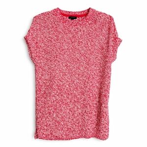 J. Jill Wearever Red Marled Knit Short Sleeve Sweater Size Small Tall
